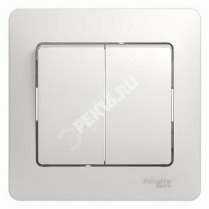 GLOSSA Выключатель двухклавишный в сборе белый сх.5
