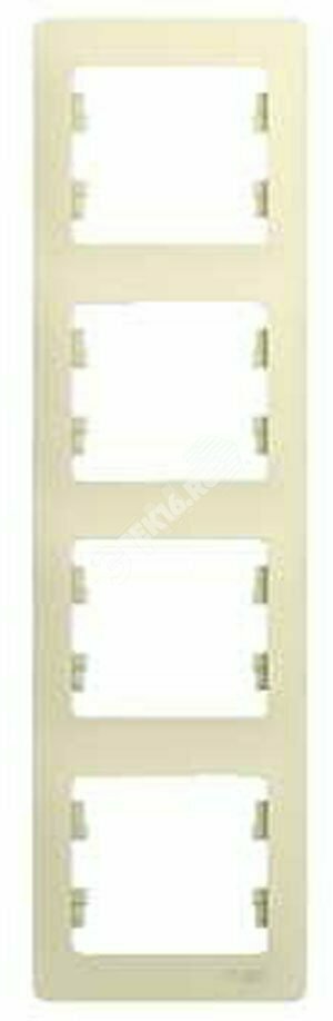 GLOSSA Рамка 4 поста вертикальная бежевая