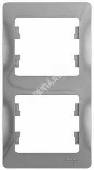 GLOSSA Рамка 2 поста вертикальная алюминий