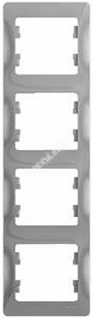 GLOSSA Рамка 4 поста вертикальная алюминий