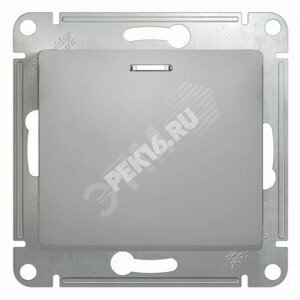 GLOSSA Выключатель одноклавишный с подсветкой в рамку алюминий схема 1а