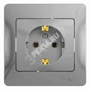 GLOSSA Розетка с заземлением в сборе алюминий