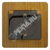 GLOSSA Розетка с заземлением со шторками с крышкой IP20 дуб в сборе