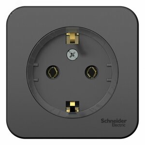 BLANCA  розетка наружная  с заземлением без штор.,(тонкая) изол.пл.16А, 250В, антрацит