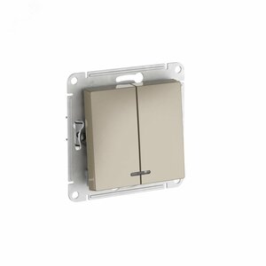 ATLASDESIGN 2-клавишный ВЫКЛЮЧАТЕЛЬ с подсветкой ,сх.5а, 10АХ,мех., быстрозажимные клеммы, ШАМПАНЬ