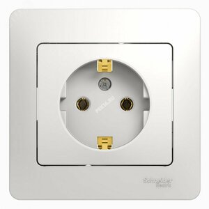 GLOSSA Розетка с заземлением в сборе белая