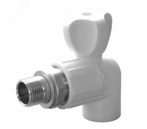 Кран для радиатора угловой 20х1/2′ полипропиленовый PPR белый