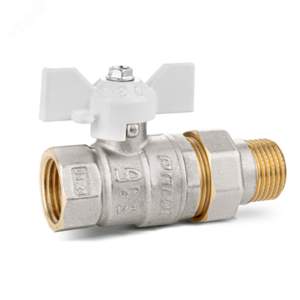 Кран шаровой со сгоном Ду25 Ру40 (1′) ВН белая ручка бабочка