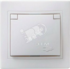 КВАРТА Розетка с заземлением сошторками с крышкой 16А белый