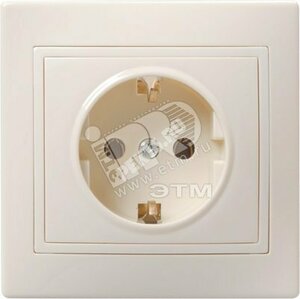 КВАРТА Розетка с заземлением без шторок бежевая в сборе