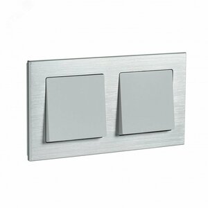 Рамка двухпостовая ATLASDESIGN NATURE, МЕТАЛЛ СЕРЕБРО