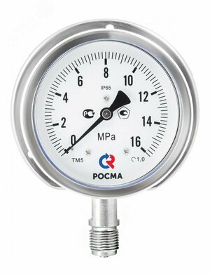 Манометр коррозионностойкий виброустойчивый осевой ТМ-221T.00 0-1 МPа G1/4′ 50 мм кл.т.2.5, готов ый к гидрозаполнению