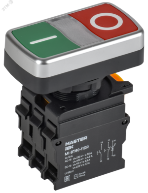 Кнопка I-O с подсветкой d=22мм 1NO+1NC MASTER IEK
