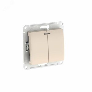 GLOSSA 2-клавишный ВЫКЛЮЧАТЕЛЬ с подсветкой, сх.5а, 10АХ, быстрозажимные клеммы, БЕЖЕВЫЙ