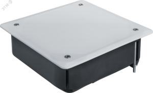 Коробка NSS-DB-HW-115-115-45-BL распаячная скрытого монтажа с мет. лапками и крышкой черная 115х115х45