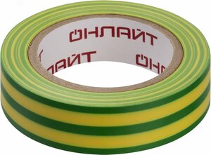 Изолента ПВХ OIT-B15-10-YG желто-зеленая 15мм 10м ОНЛАЙТ