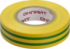 Изолента ПВХ OIT-B19-20-YG желто-зеленая 19мм 20м ОНЛАЙТ
