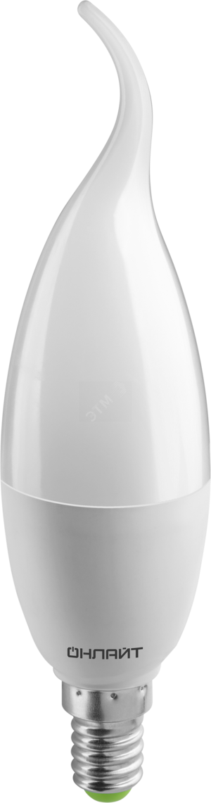 Лампа светодиодная LED 10вт Е14 теплый матовая свеча на ветру