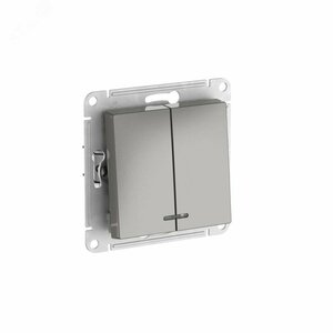 ATLASDESIGN 2-клавишный ВЫКЛЮЧАТЕЛЬ с подсветкой ,сх.5а, 10АХ, быстрозажимные клеммы,СТАЛЬ