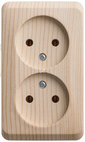 ЭТЮД Розетка двойная наружная без заземления без шторок Сосна