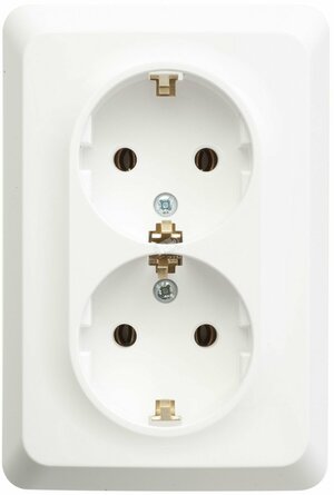 ЭТЮД Розетка двойная скрытой установки с заземлением без шторок 16А 250B, белый