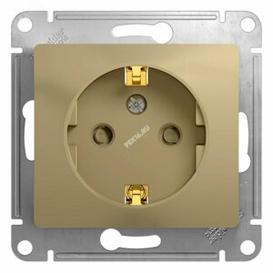 GLOSSA Розетка с заземлением со шторками в рамку титан