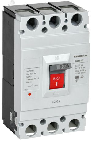 Выключатель автоматический ВА66-37 3Р 200А 35кА GENERICA