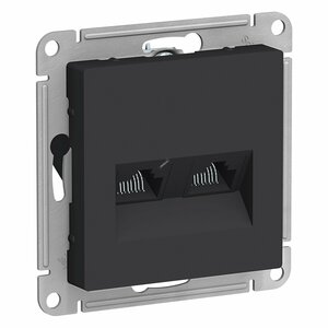 Розетка ATLASDESIGN двойная компьютерная RJ45+RJ45 категория 5E механизм карбон