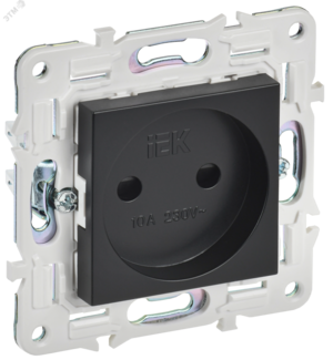SKANDY Розетка без заземления с защитными шторками 10А SK-R01Bl черный IEK