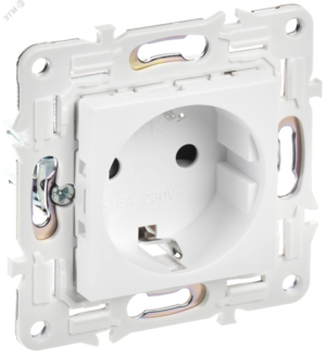 SKANDY Розетка с заземлением с защитными шторками 16А безвинтовой контакт SK-R06W арктический белый IEK