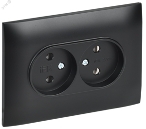 SKANDY Розетка 2-местная без заземления без защитных шторок 10А в сборе SK-R10Bl черный IEK