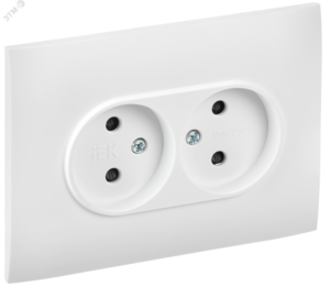 SKANDY Розетка 2-местная без заземления с защитными шторками 10А в сборе SK-R09W арктический белый IEK