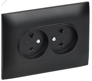 SKANDY Розетка 2-местная без заземления с защитными шторками 10А в сборе SK-R09Bl черный IEK