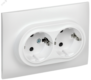 SKANDY Розетка 2-местная с заземлением с защитными шторками 16А в сборе SK-R07W арктический белый IEK