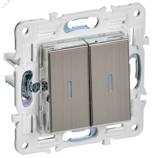 SKANDY Выключатель 2-клавишный проходной с индикацией 10А SK-V10N никель IEK