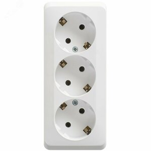 ЭТЮД Розетка тройная открытой установки с заземлением без шторок 16А 250B, белый