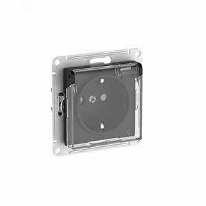 ATLASDESIGN AQUA РОЗЕТКА с заземлением со шторками с прозрачной крышкой, 16А,IP44, быстрозажимные клеммы,КАРБОН