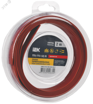 Трубка термоусадочная ТТУ нг-LS 12/6 красная (2м/упак) IEK