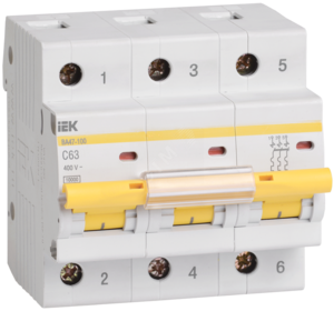 Выключатель автоматический трехполюсный 100 А C ВА47-100 C 10кА