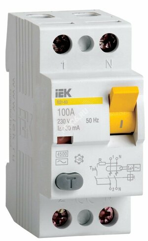 Выключатель дифференциального тока (УЗО) 2п 16А 10мА ВД1-63 АС(Электромеханическое)