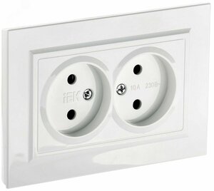 BRITE Розетка двойная бе ззаземления/крышки/шторок 10А в сборе РС12-2-БрБ белый