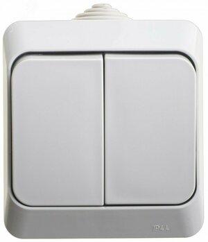 ЭТЮД Выключатель двухклавишный наружный IP44 серый