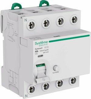Выключатель дифференциального тока (ВДТ) 40A 4P 100мА Тип-AC 400В Systeme9