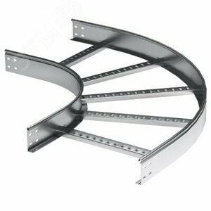 Угол горизонтальный 90 градусов 50×400, R900, в комплекте с крепежными элементами и соединительными пластинами, необходимыми для монтажа, цинк-ламельный