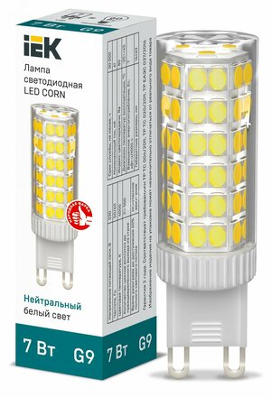 Лампа светодиодная CORN капсула 7Вт 230В 4000К керамика G9