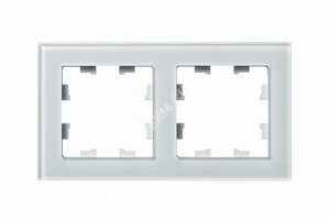 Рамка двухпостовая ATLASDESIGN NATURE, СТЕКЛО БЕЛЫЙ