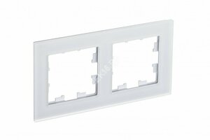 Рамка двухпостовая ATLASDESIGN NATURE, МАТОВОЕ СТЕКЛО БЕЛЫЙ