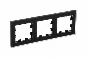 Рамка трехпостовая ATLASDESIGN NATURE, МАТОВОЕ СТЕКЛО ЧЕРНЫЙ