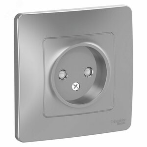 BLANCA скрытой установки розетка без заземления со шторками, 16А, 250В, алюминий