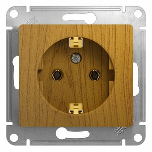 GLOSSA Розетка с заземлением в рамку дуб